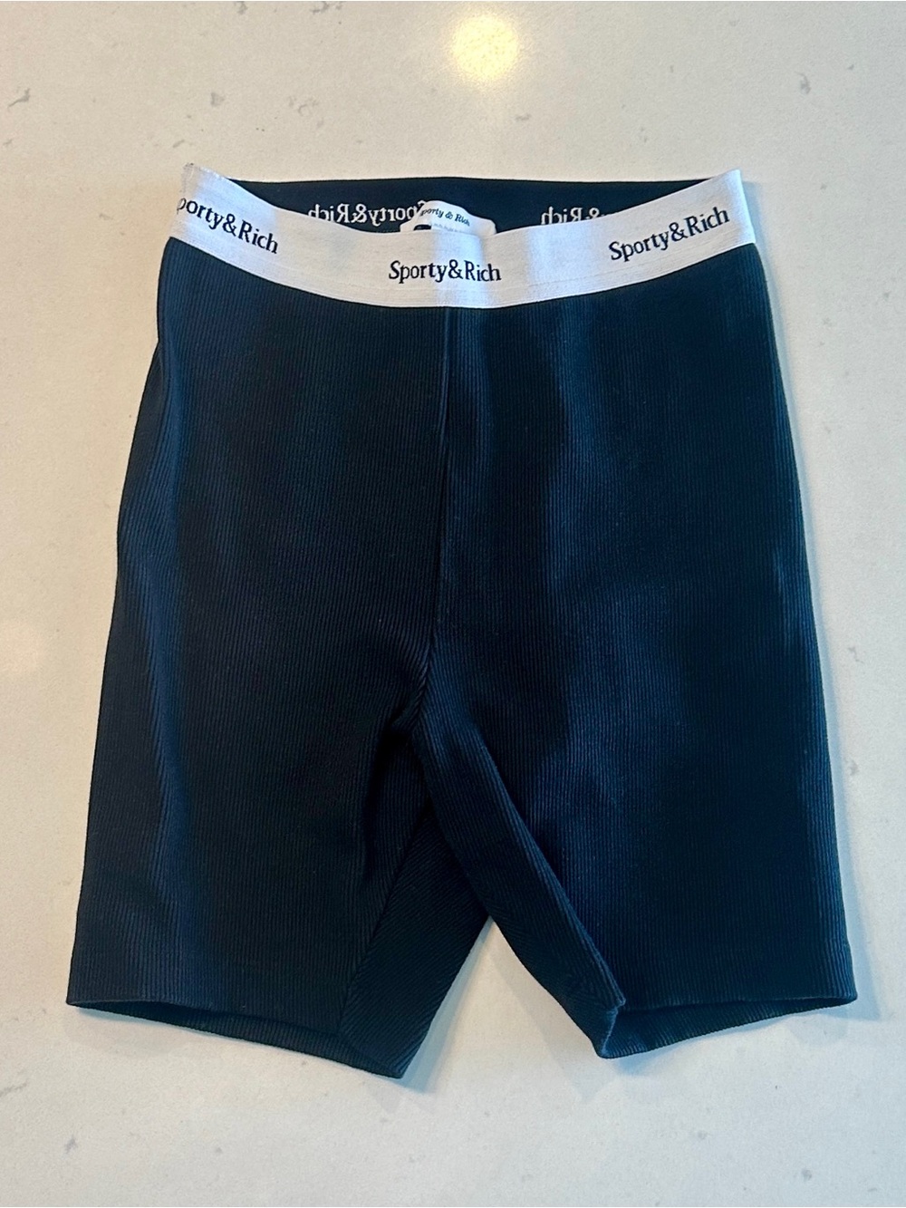 SPORTY & RICH SERIF LOGO RIBBED BIKER SHORTS - Picture 4 of 6